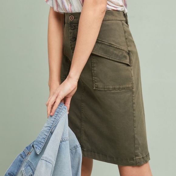 Anthropologie Dresses & Skirts - Anthro Pilcro Khaki Green Chino Skirt Sz 10